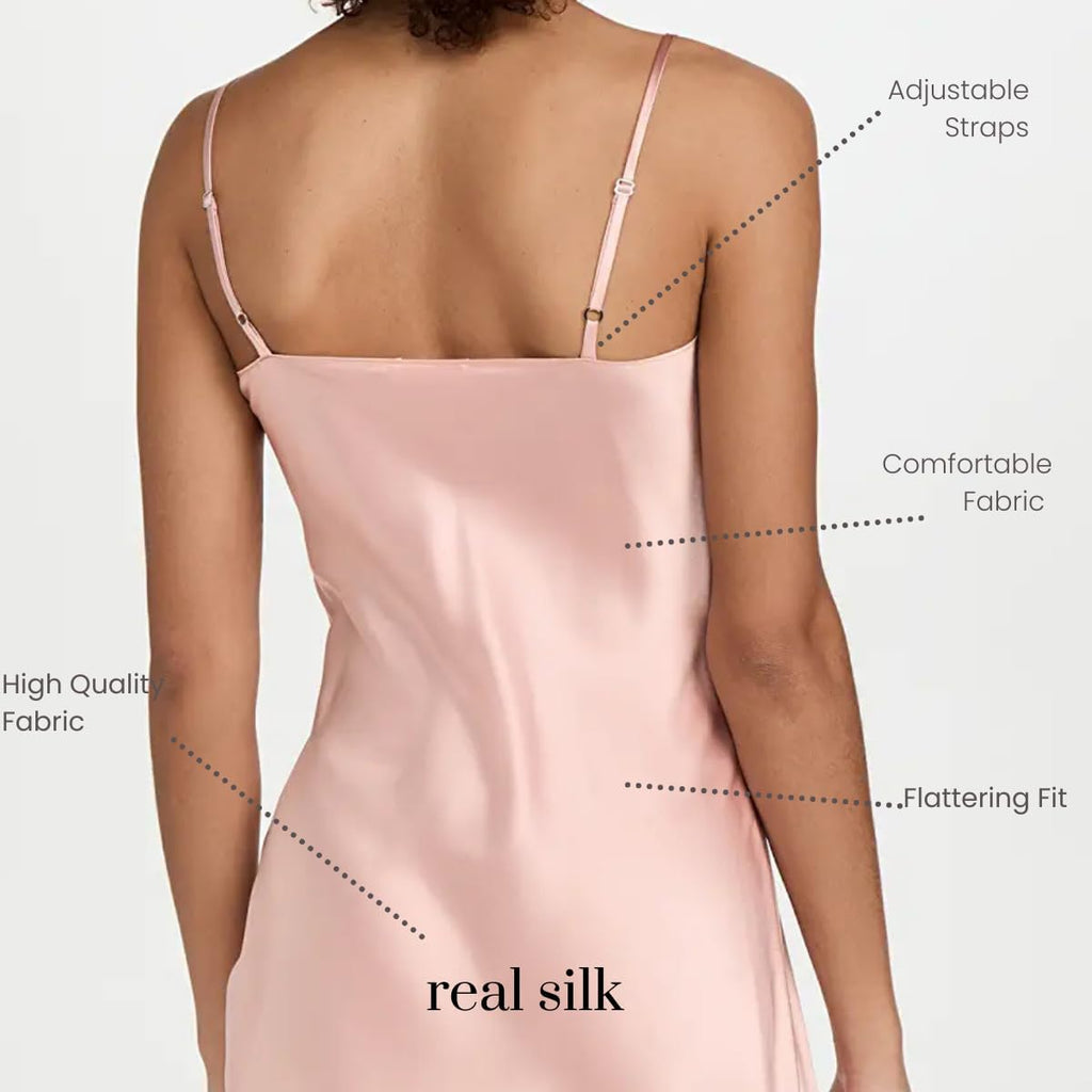 Women'S Silk Nightgown, 100% Mulberry Silk Sleepwear Adjustable Strap Chemise Nightdress Lingerie Pajama