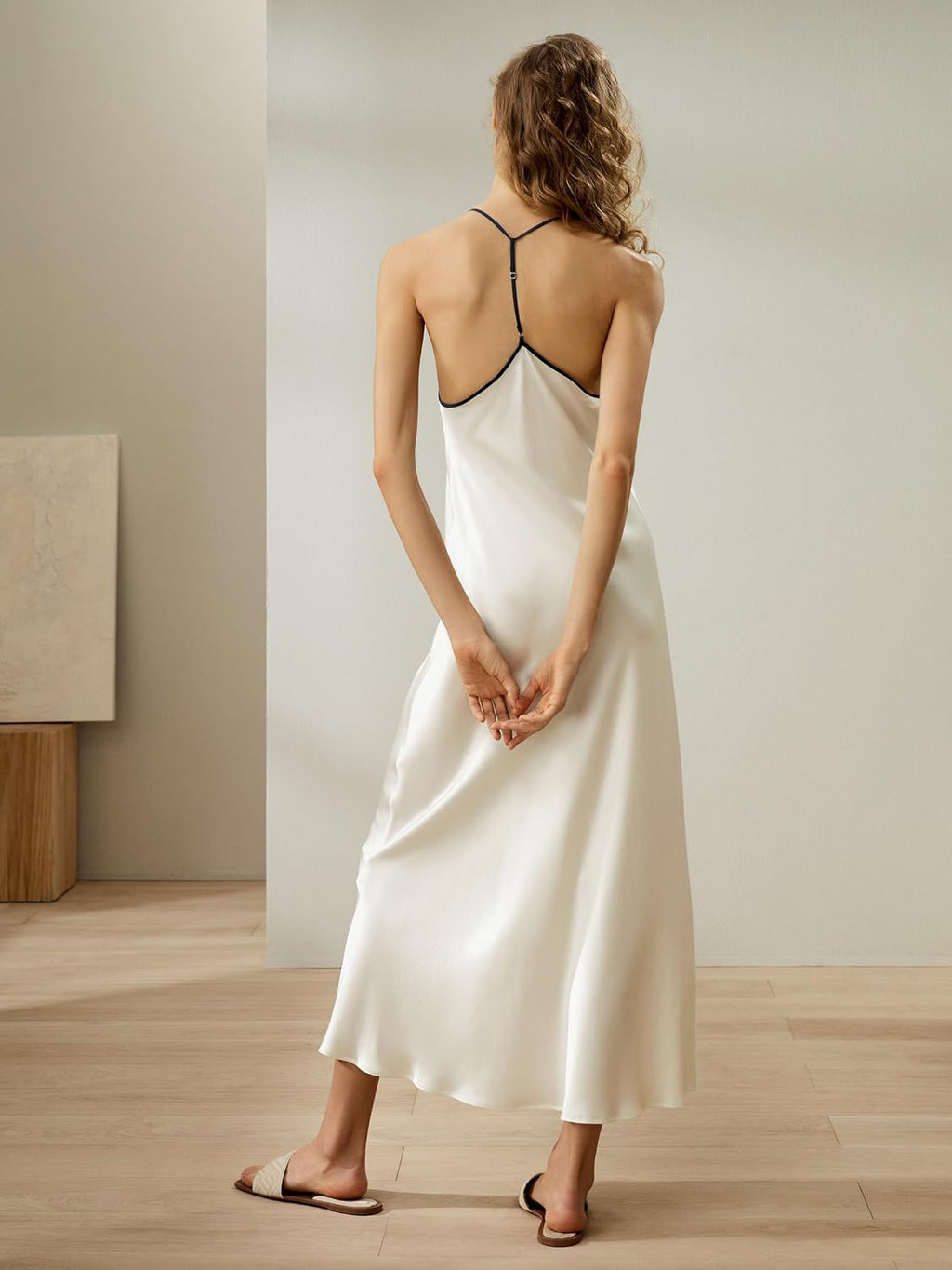 Silk Suede Nightgown Maxi Long Women Pure Silk Slip Dress Sleeping V Neck Sleeveless Nightdress Ladies