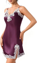 Women'S Sexy Silk Nightgown, 19 Momme Mulberry Silk Sleepwear V-Neck Lace Spaghetti Strap Chemise Short Dress