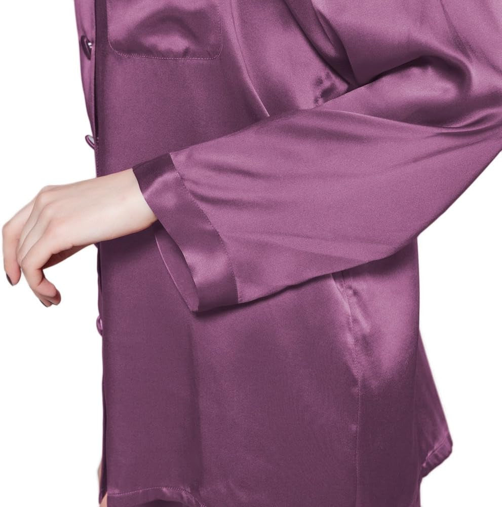 Silk Pajamas for Women Pure Full Length Long 22 Momme 100% Mulberry Silk Luxury