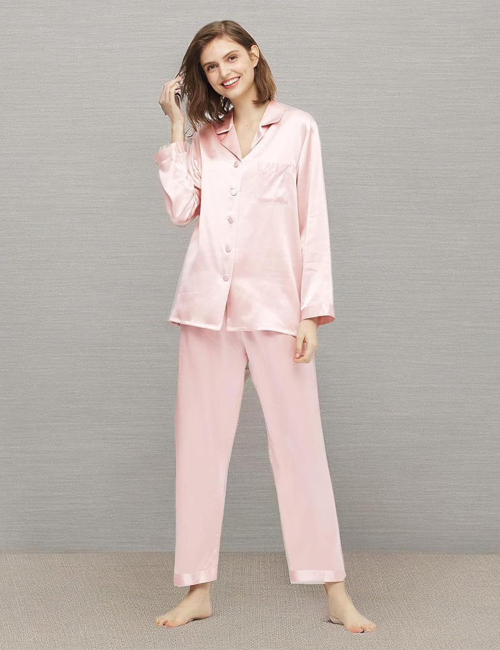Silk Pajamas for Women Pure Full Length Long 22 Momme 100% Mulberry Silk Luxury
