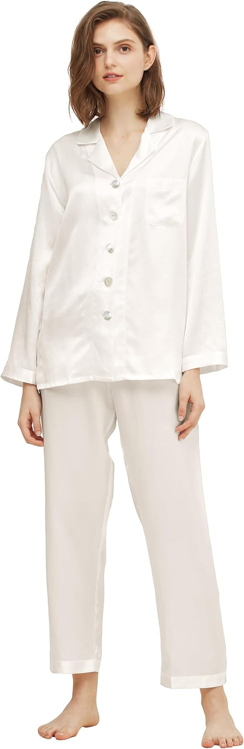 Silk Pajamas for Women Pure Full Length Long 22 Momme 100% Mulberry Silk Luxury