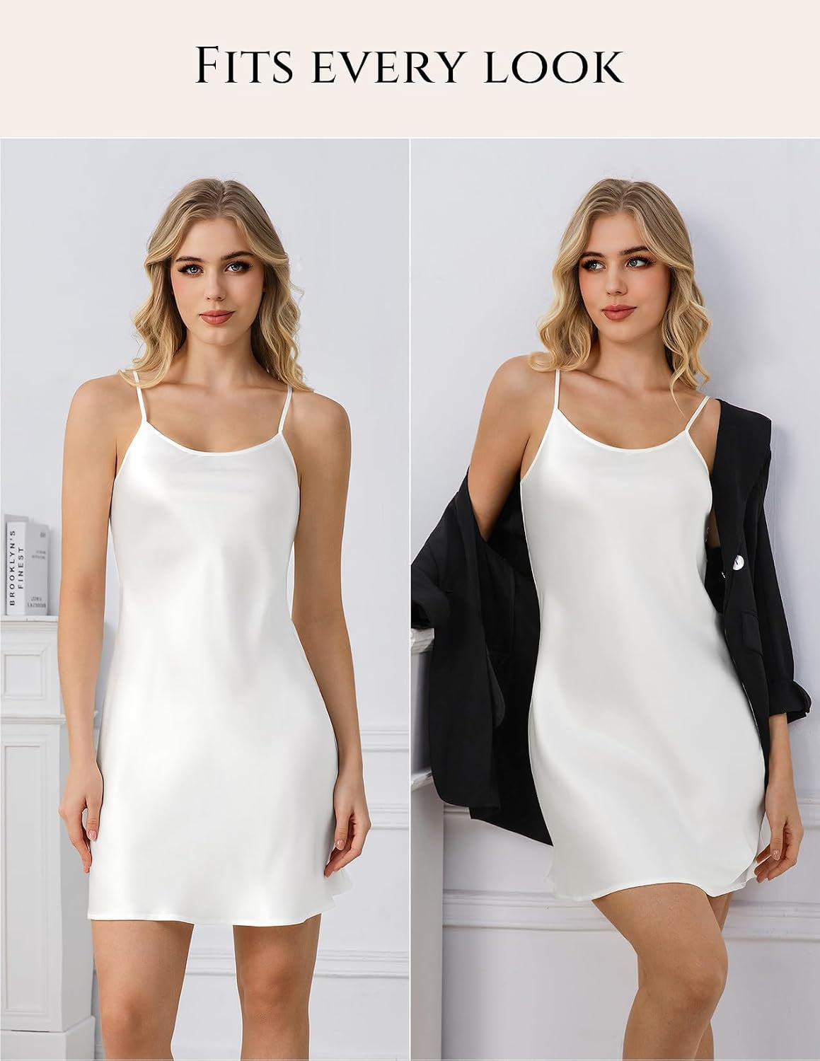Women'S Silk Nightgown, 100% Real 19 Momme Mulberry Silk Sleepwear round Neck Spaghetti Strap Chemise Nightdress