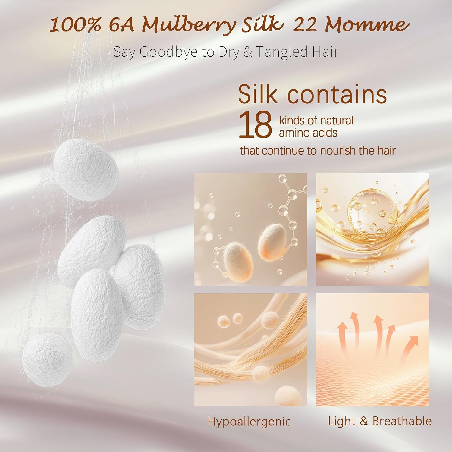100% Mulberry Silk Bonnet for Sleeping Women,Pure Real Silk Bonnet