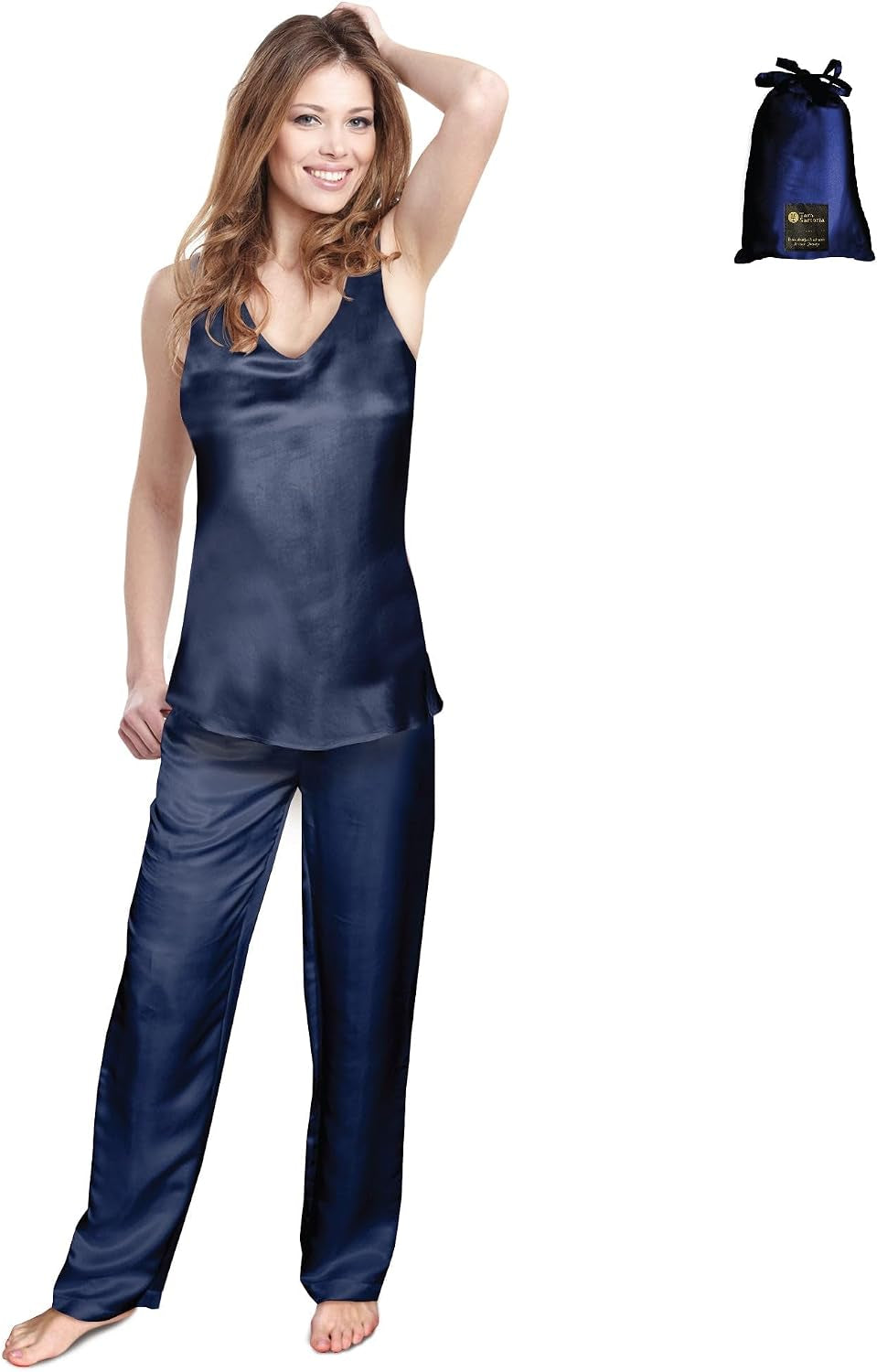 Luxury Artisan Silk Pajamas for Women Tank Pants Set, Pure Mulberry Silk 27Momme