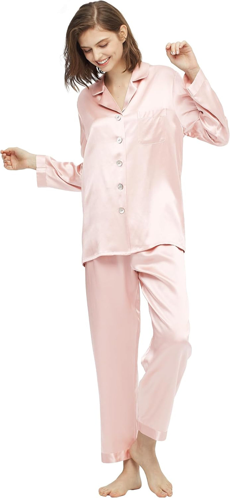 Silk Pajamas for Women Pure Full Length Long 22 Momme 100% Mulberry Silk Luxury