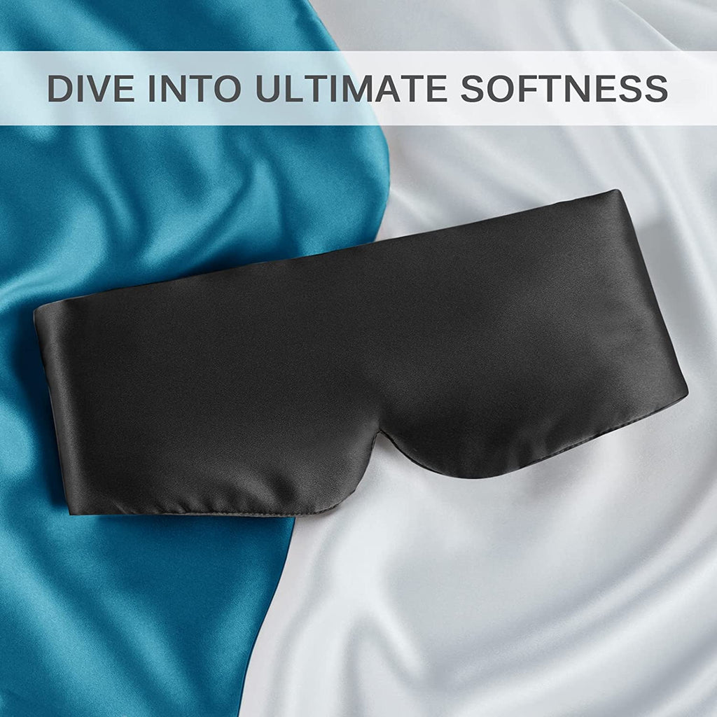 100% Mulberry Silk Sleep Mask Eye Mask for Men and Women, Black