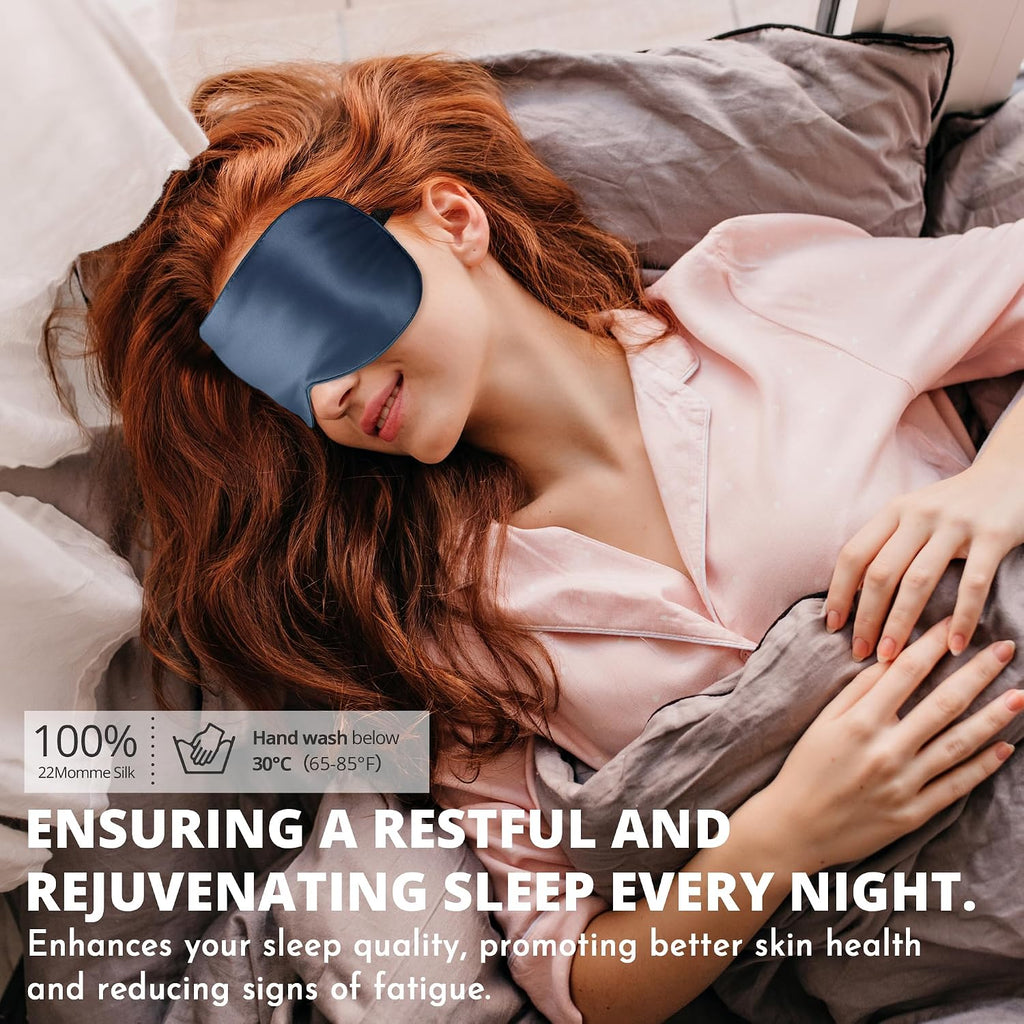 Sleep Mask, 100% 22 Momme Mulberry Silk Eye Mask with Adjustable Strap