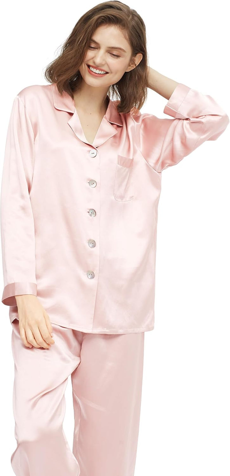 Silk Pajamas for Women Pure Full Length Long 22 Momme 100% Mulberry Silk Luxury