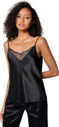 100% Pure Silk Lace Camisole for Women V-Neck Adjustable Straps Ladies Tank Tops for Summer