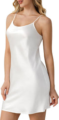 Women'S Silk Nightgown, 100% Real 19 Momme Mulberry Silk Sleepwear round Neck Spaghetti Strap Chemise Nightdress