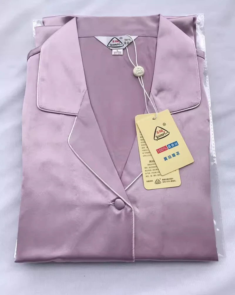 100% Pure Silk Women'S Classical Pajama Set Sleepwear Nightgown M L XL YM007