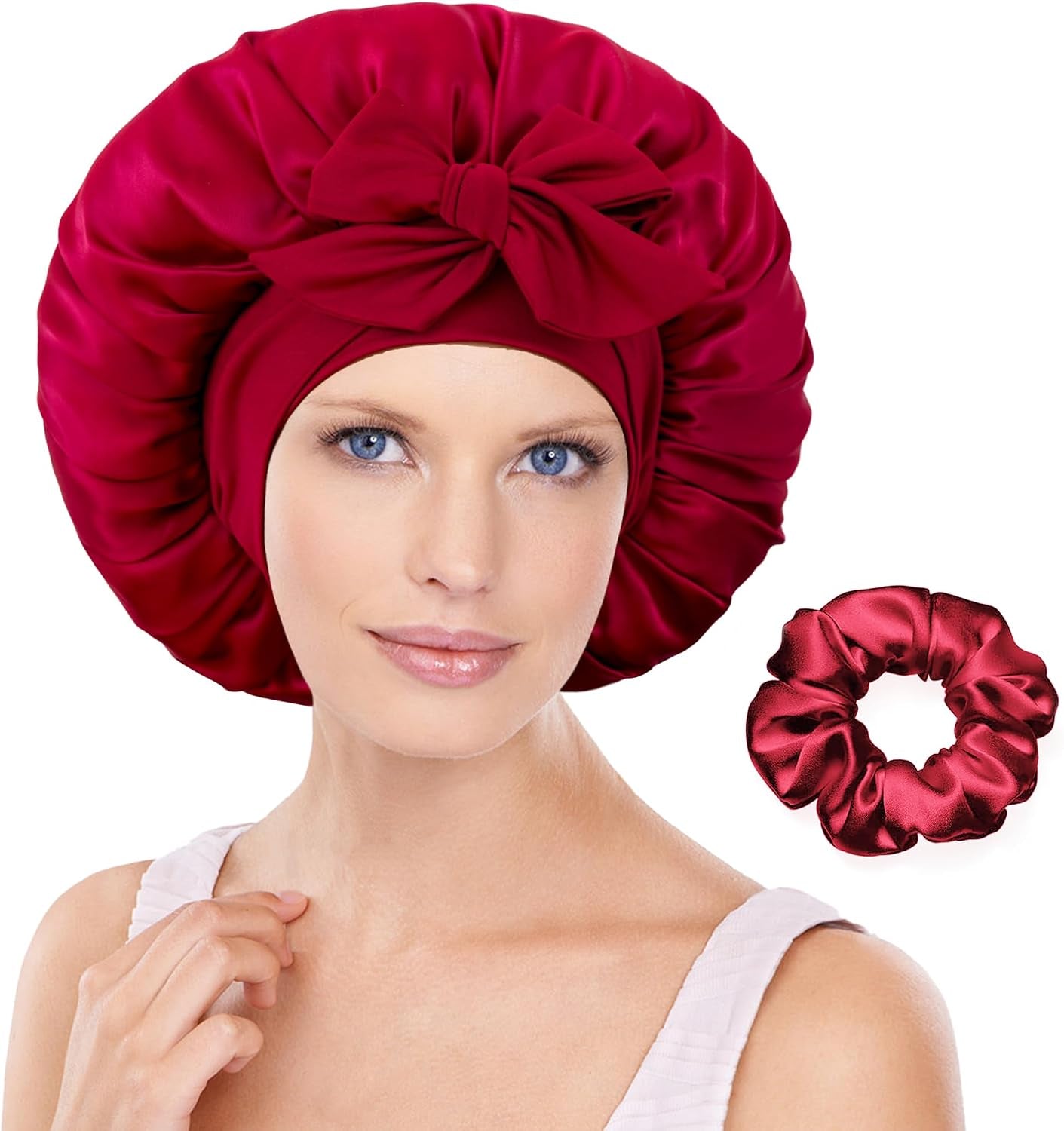 100% Mulberry Silk Bonnet for Sleeping Women,Pure Real Silk Bonnet