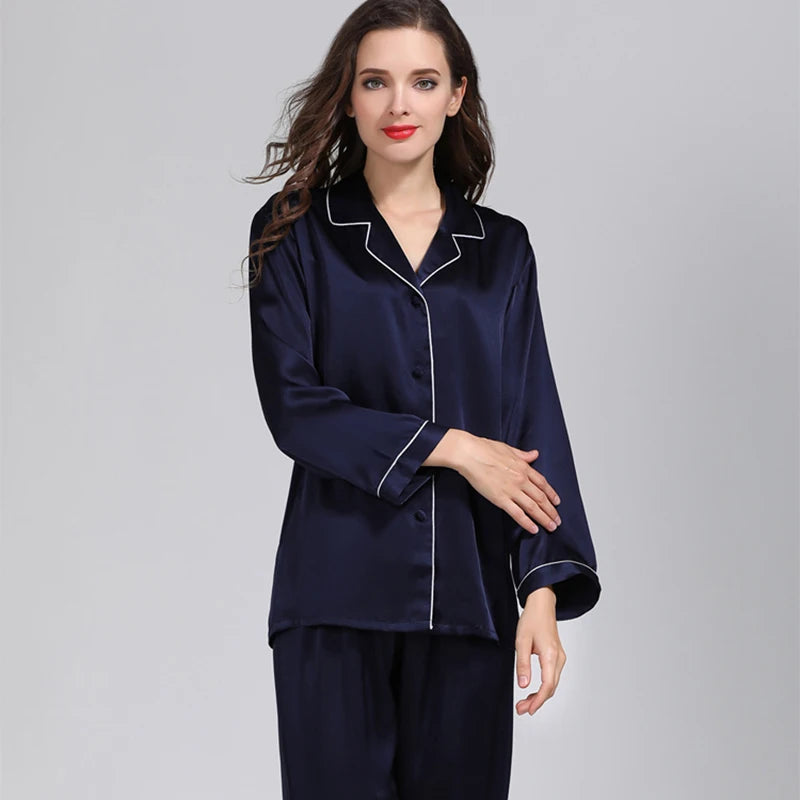 100% Pure Silk Women'S Classical Pajama Set Sleepwear Nightgown M L XL YM007