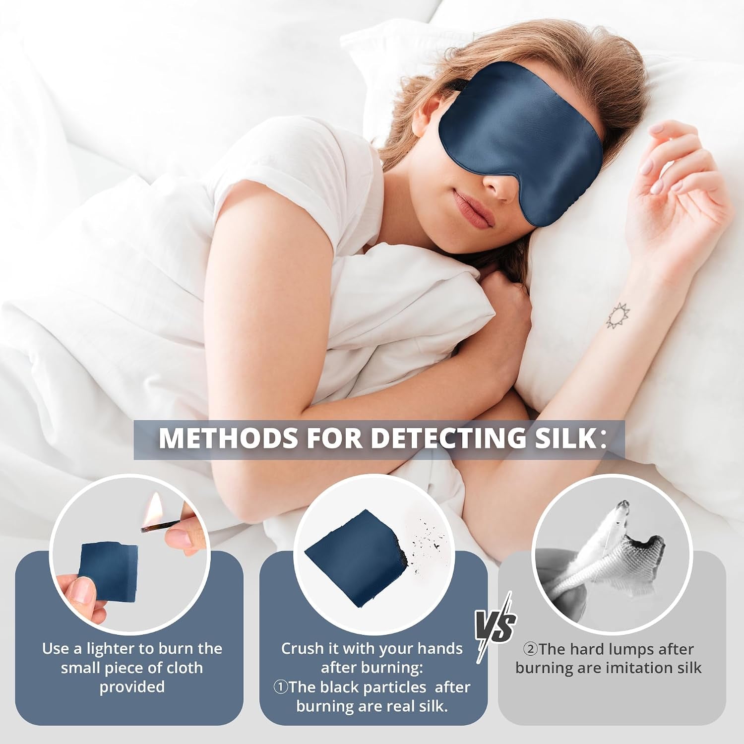 Sleep Mask, 100% 22 Momme Mulberry Silk Eye Mask with Adjustable Strap