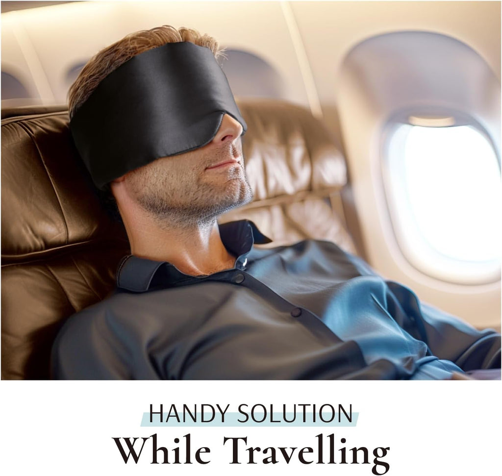 100% Mulberry Silk Sleep Mask Eye Mask for Men and Women, Black