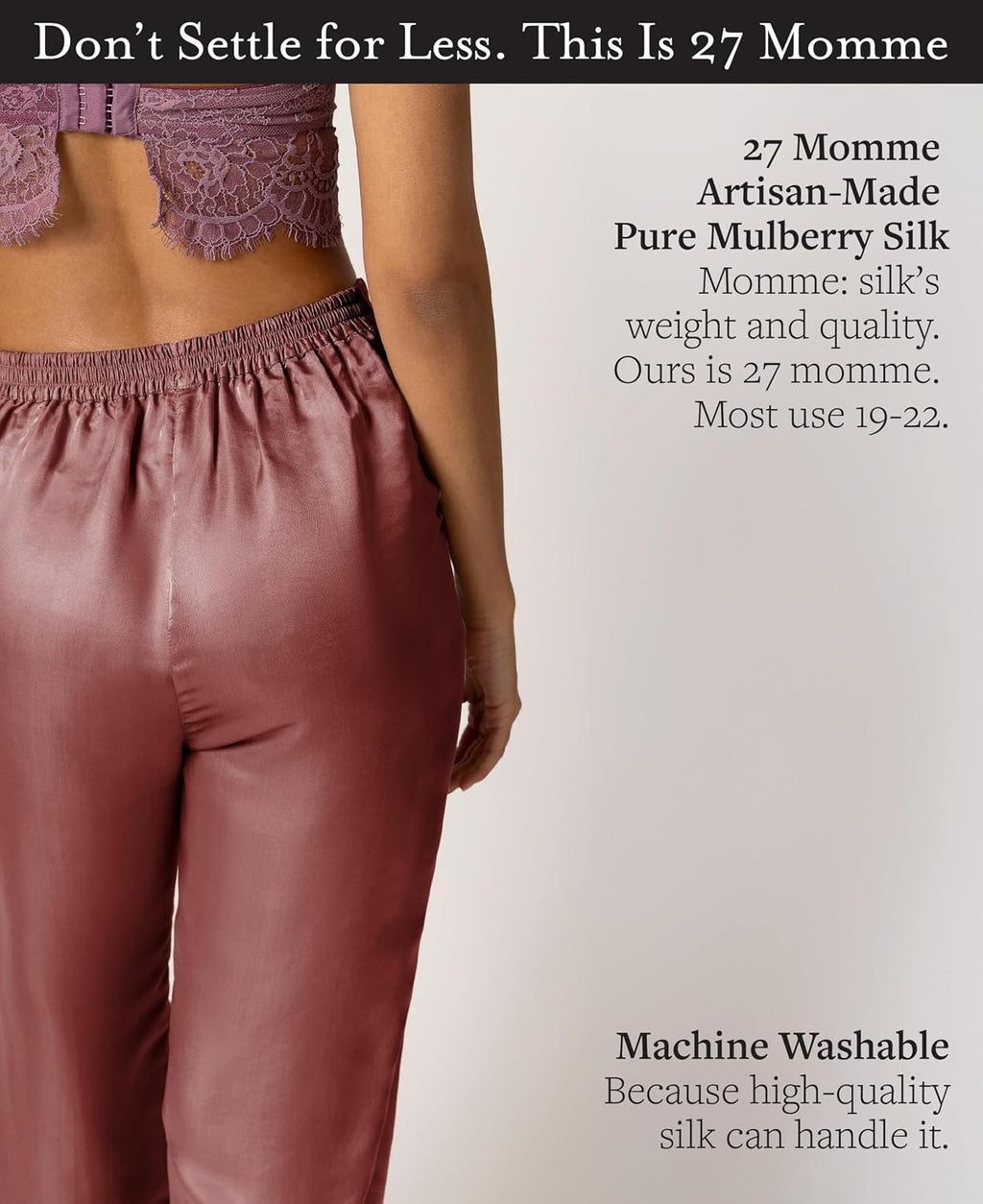 Luxury Artisan Womens Silk Pajama Pants, Pure Mulberry Silk Pjs for Women 27 Mm