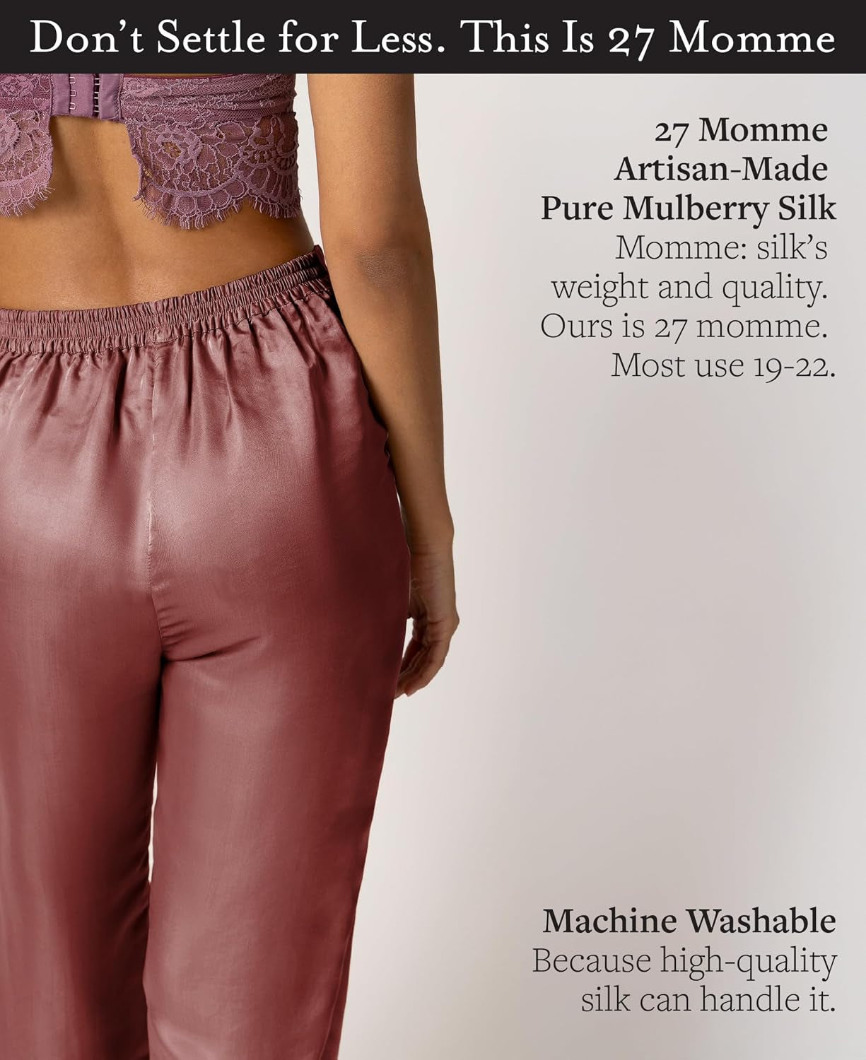 Luxury Artisan Womens Silk Pajama Pants, Pure Mulberry Silk Pjs for Women 27 Mm
