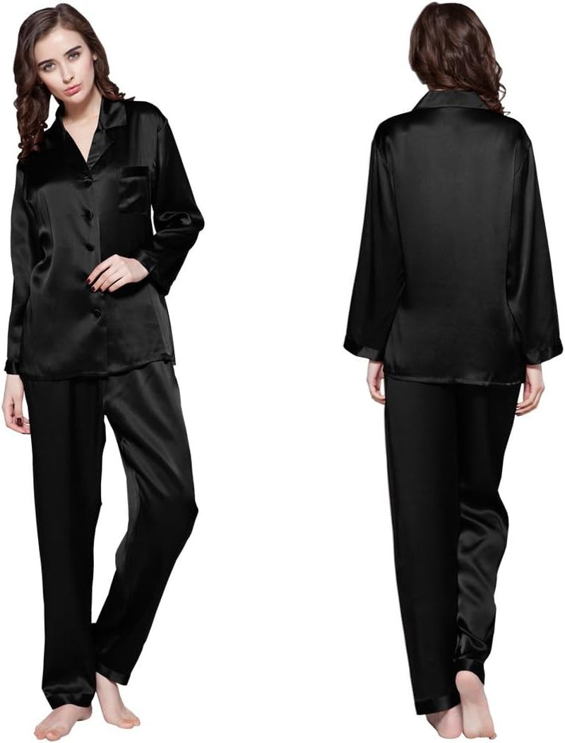 Silk Pajamas for Women Pure Full Length Long 22 Momme 100% Mulberry Silk Luxury