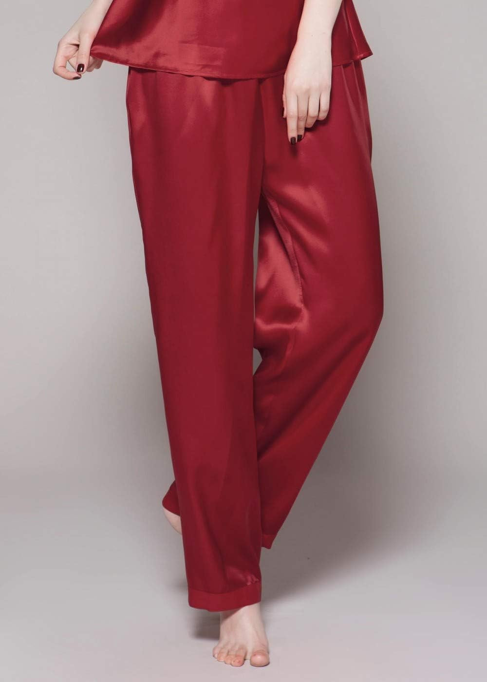 Women'S 100% Silk Pajamas Set V Neck 3/4 Long Sleeve Mulberry Silk Sleepwear