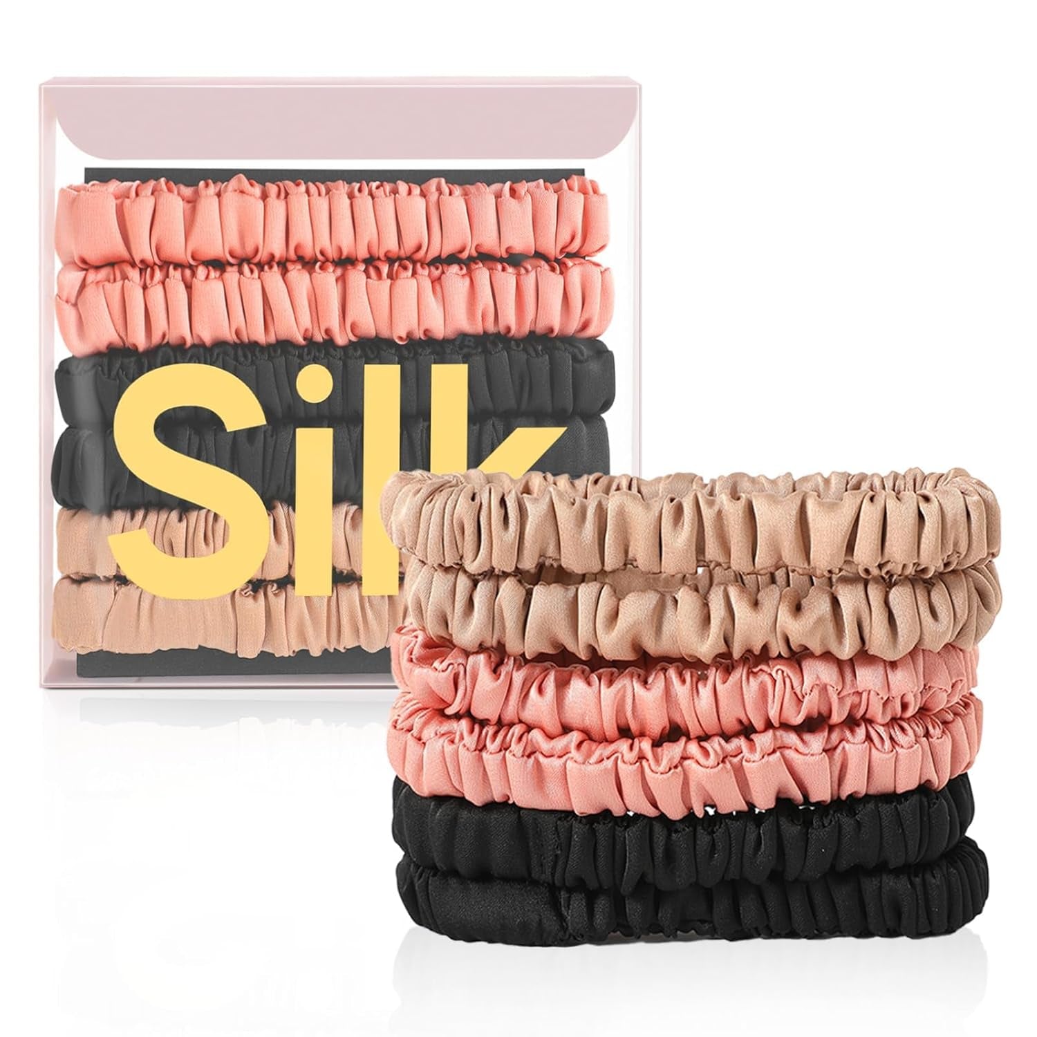 6Pcs Silk Hair Ties Small 22 Momme 100% Pure Mulberry Silk Scrunchies for Women