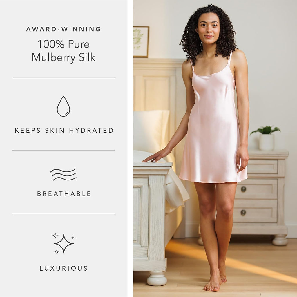 Women'S 100% Pure Mulberry Silk Chemise; Nightgown