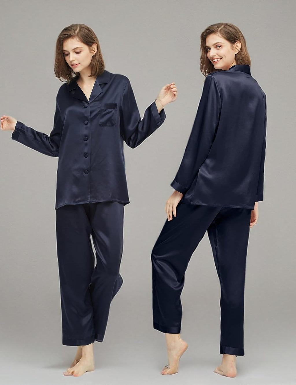 Silk Pajamas for Women Pure Full Length Long 22 Momme 100% Mulberry Silk Luxury