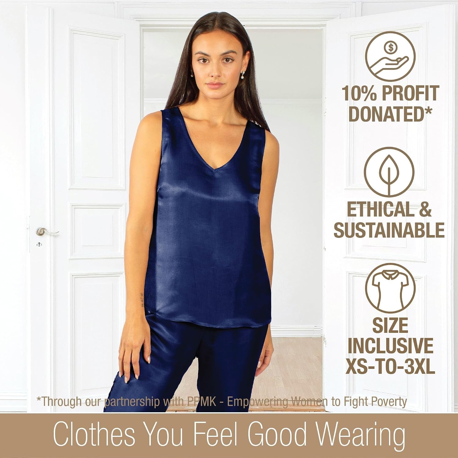 Luxury Artisan Silk Pajamas for Women Tank Pants Set, Pure Mulberry Silk 27Momme