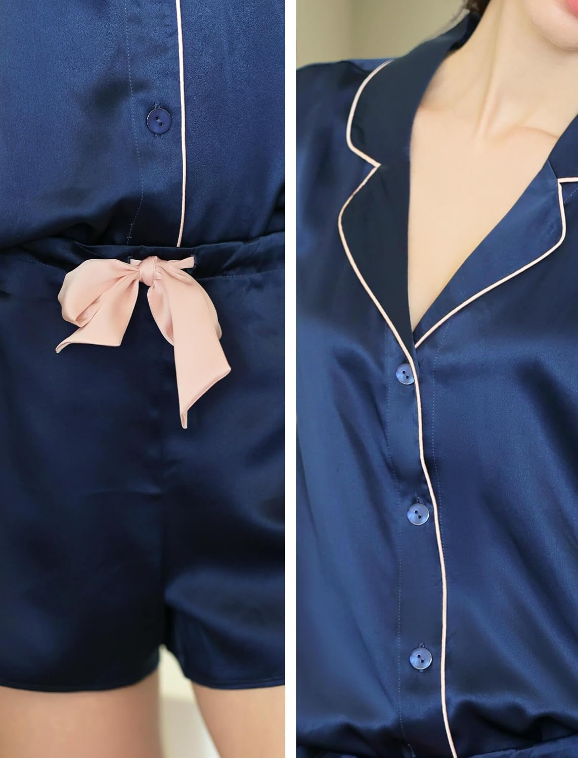 Womens Short Sleeve 19MM Mulberry Silk Pajamas Set