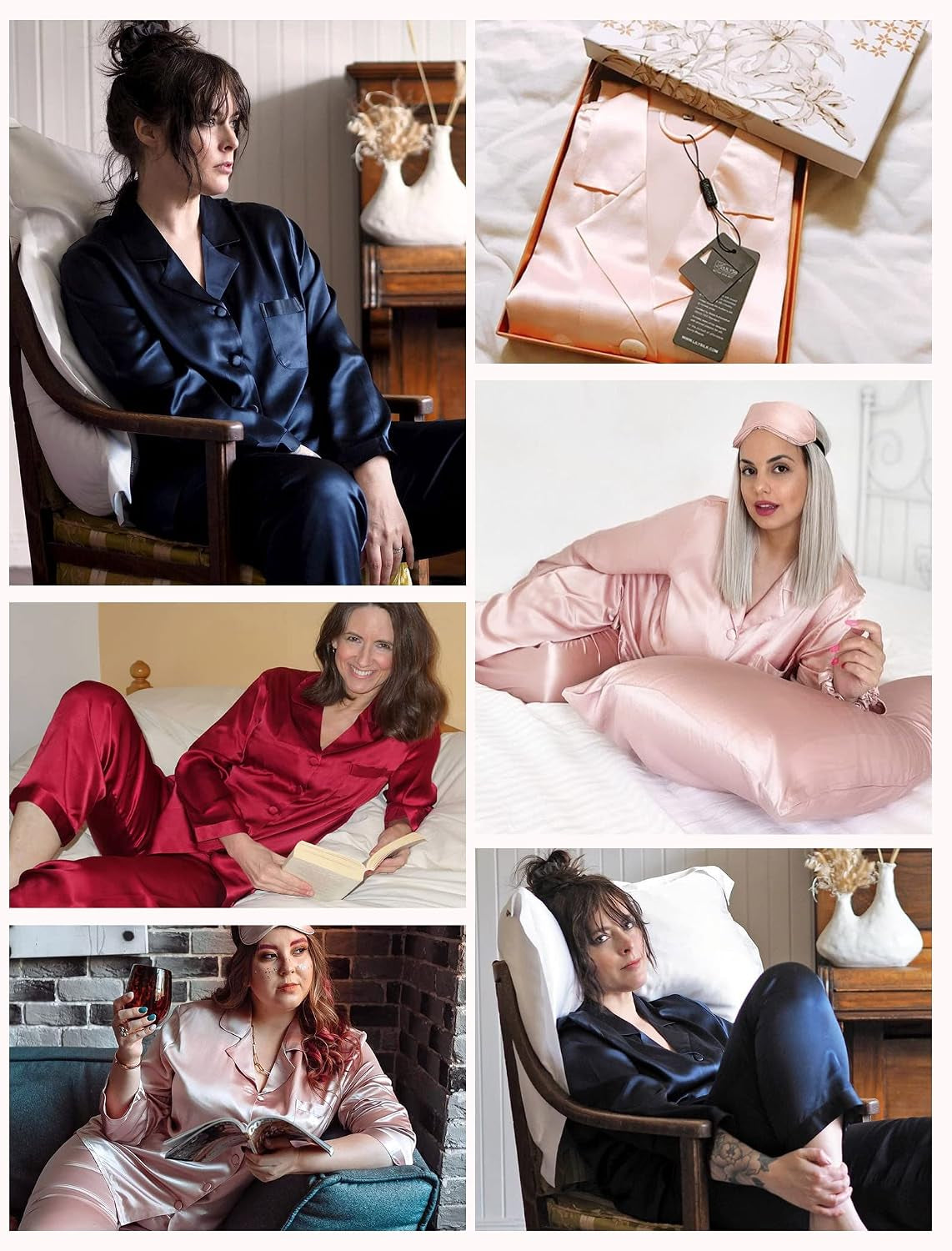 Silk Pajamas for Women Pure Full Length Long 22 Momme 100% Mulberry Silk Luxury