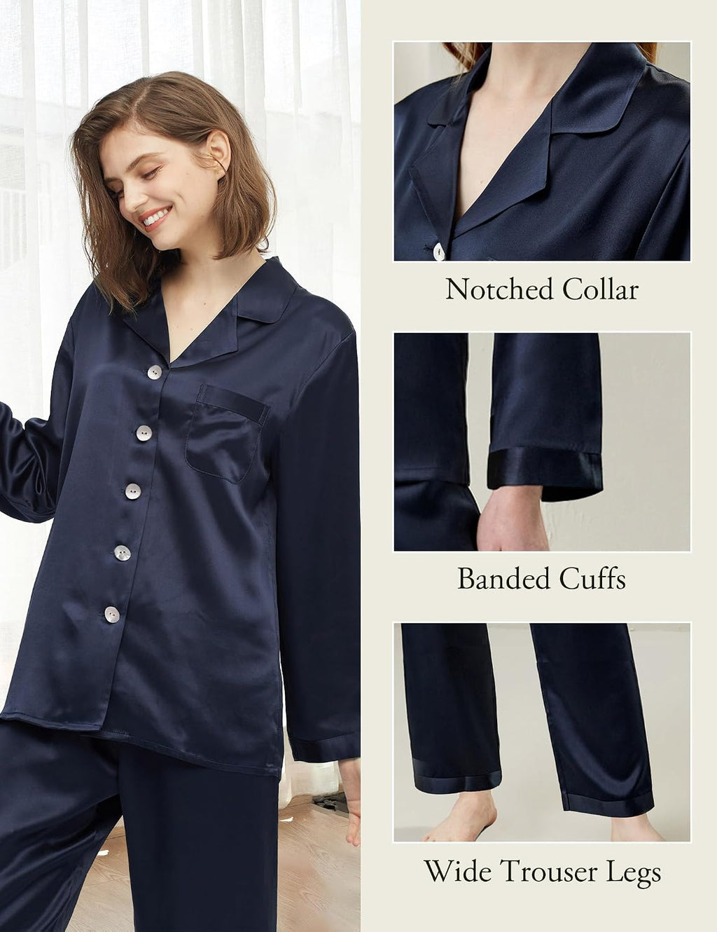 Silk Pajamas for Women Pure Full Length Long 22 Momme 100% Mulberry Silk Luxury