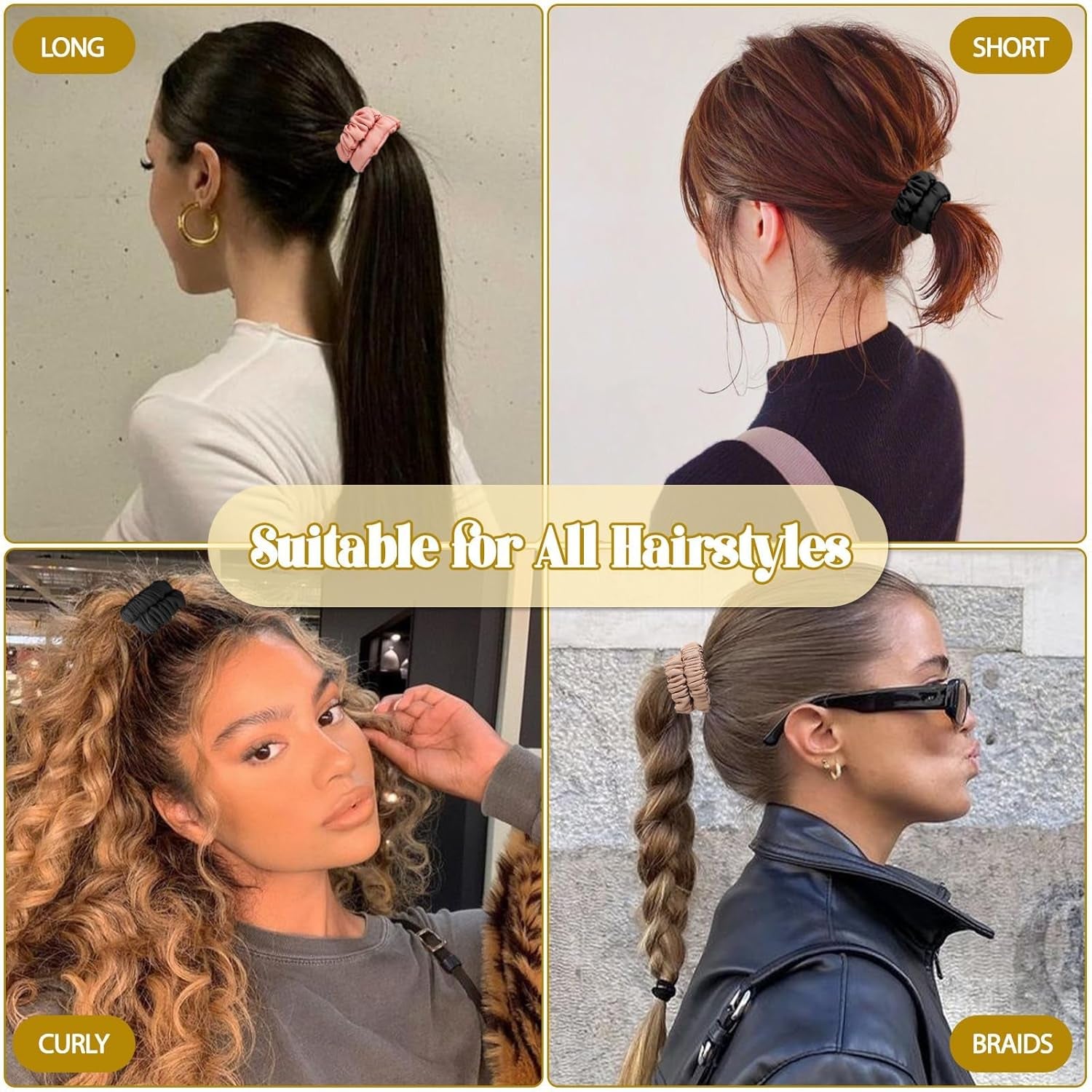 6Pcs Silk Hair Ties Small 22 Momme 100% Pure Mulberry Silk Scrunchies for Women